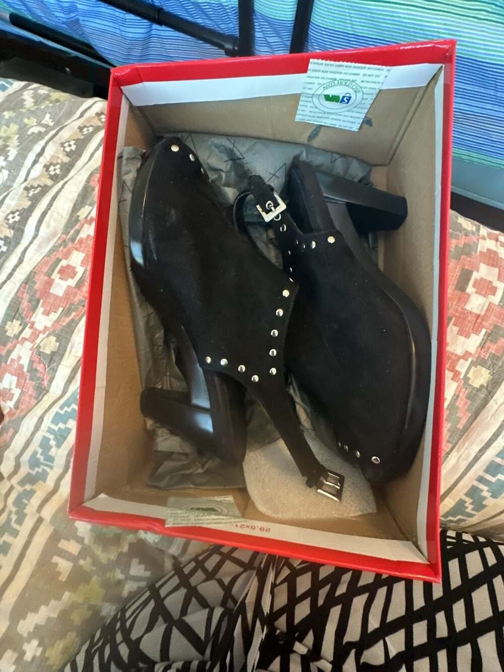 Aerosoles Black Suede Studded Slingback Clog Heels Size 8.5